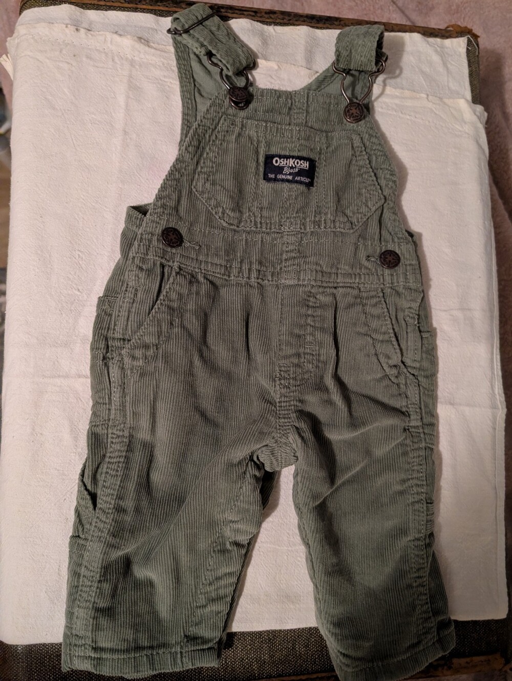 OshKosh Olive Green Corduroy Overalls 3 Months